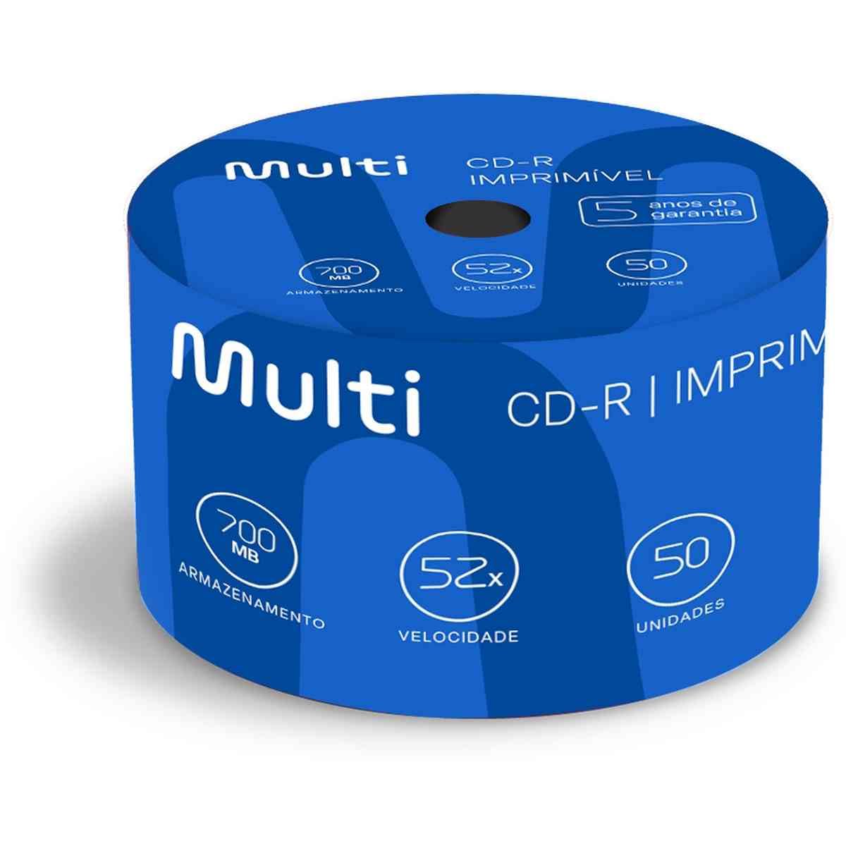 Mídia Cd-R Vel. 52X - 50 Un. Shrink Imprimível Branco Multilaser